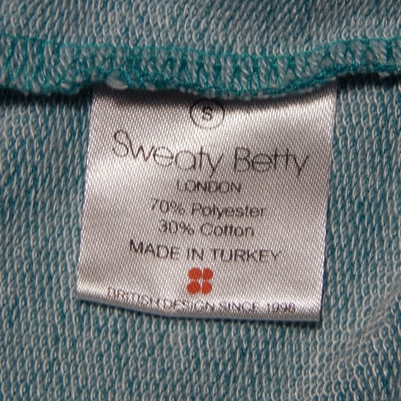 Sweaty Betty Women’s Chelsea Teal Deep Lake Cropped Sweatshirt Size Small - Picture 5 of 6